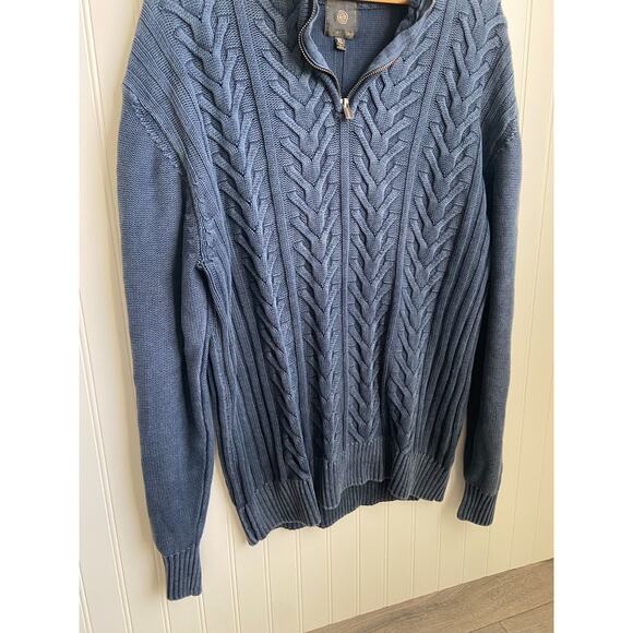 F/X Fusion Sweater Men's XL Blue Cable Knit 1/4 Zip 3D Mens Pullover, Cotton - Picture 2 of 6